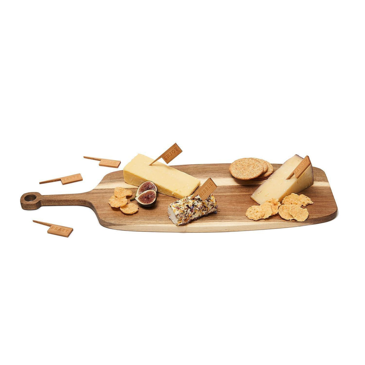 Charcuterie Board with Bamboo Markers – 23 x 8 in