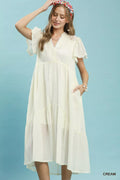 Umgee Tiered Babydoll Dress in Cream