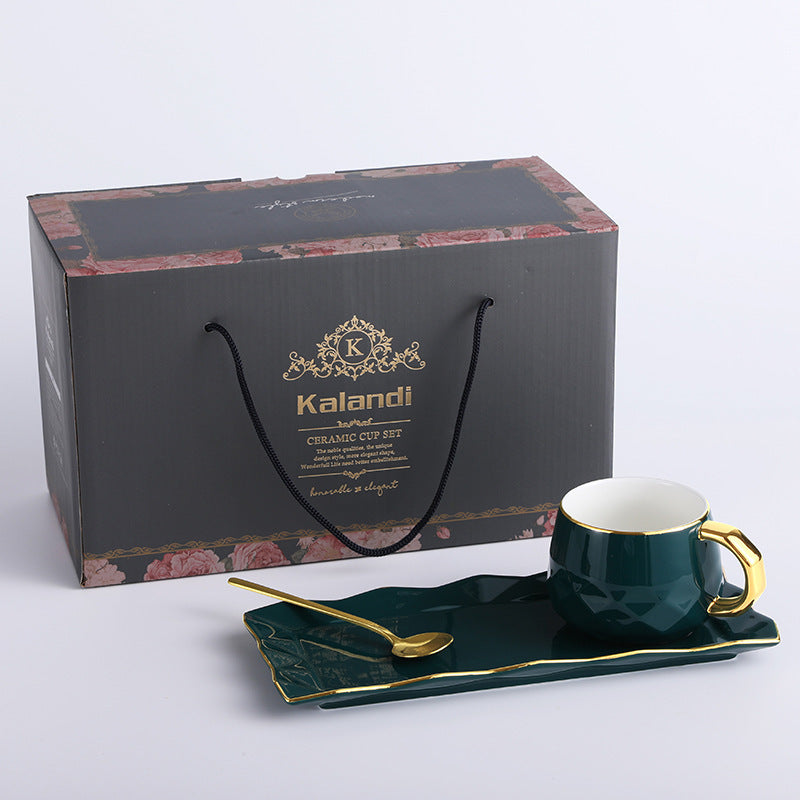 Milan Peacock Blue Ceramic Coffee Cup Set