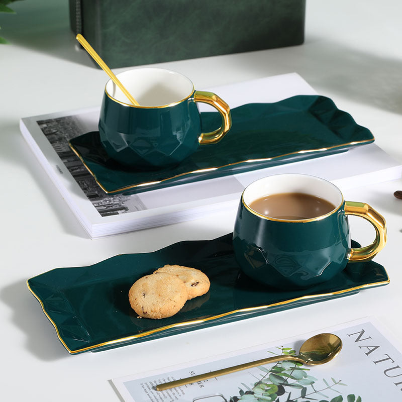 Milan Peacock Blue Ceramic Coffee Cup Set