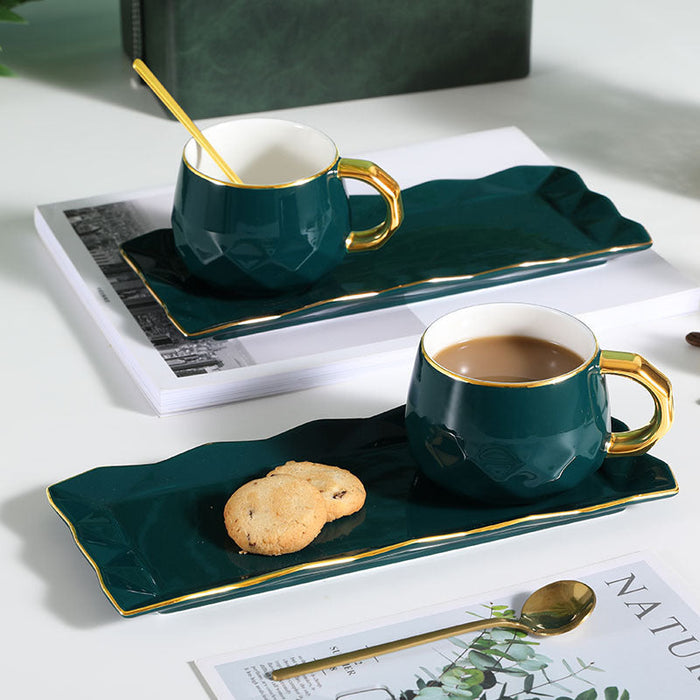 Milan Peacock Blue Ceramic Coffee Cup Set