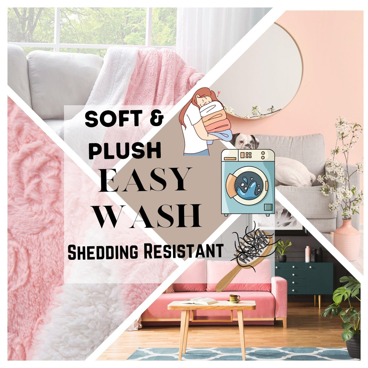 DaDa Blossom Pink Rose Sherpa Throw Blanket