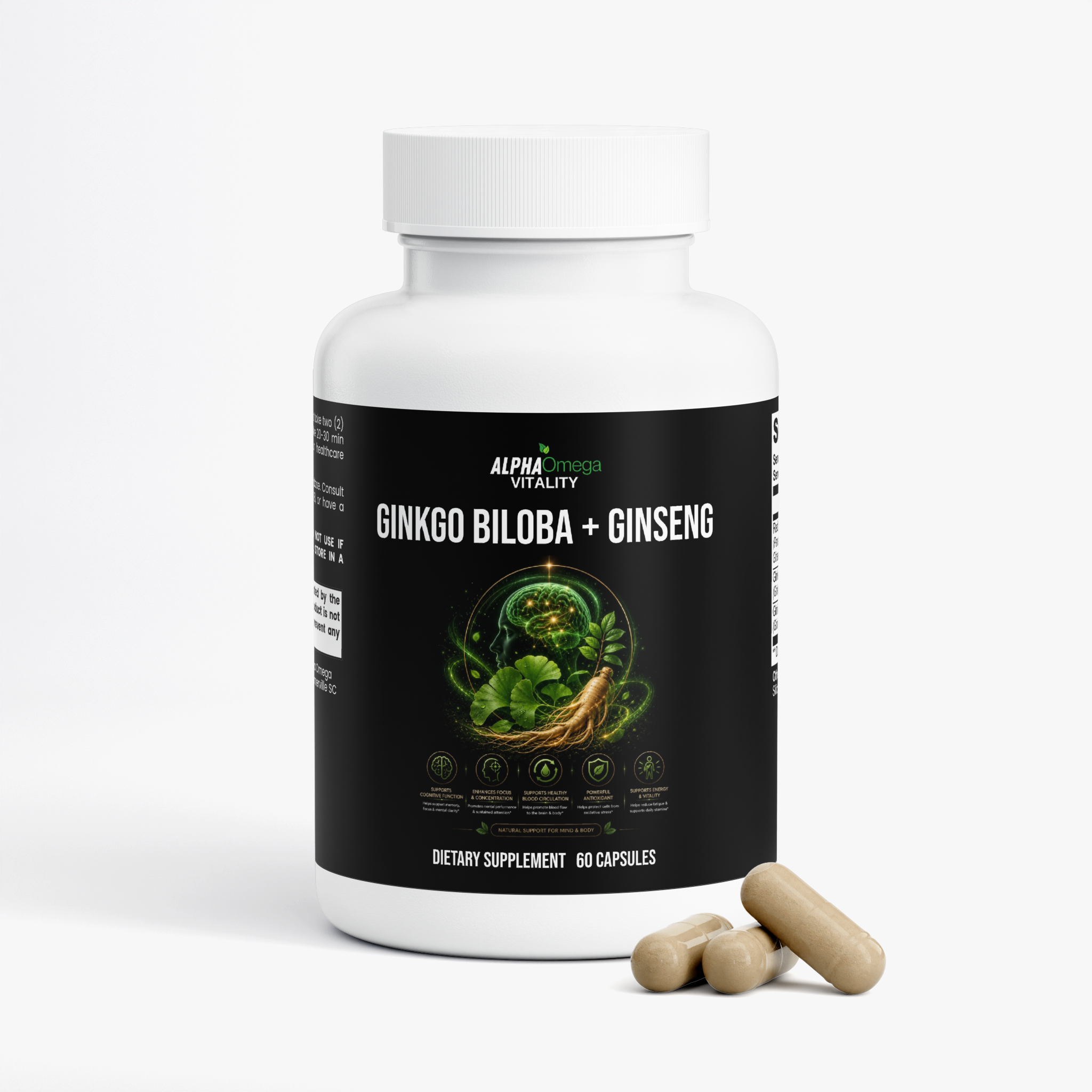 Ginkgo Biloba and Ginseng Capsules