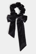 Velvet Bow Scrunchie in Black
