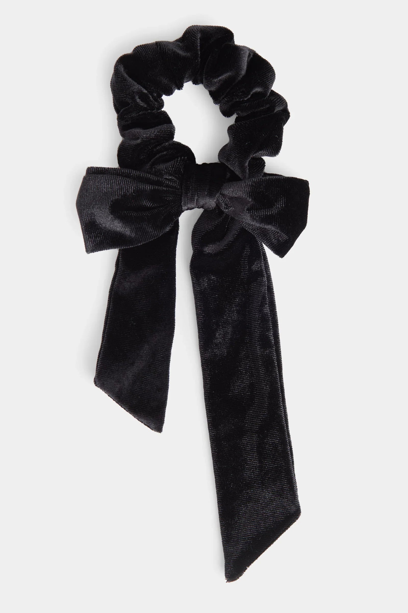 Velvet Bow Scrunchie in Black