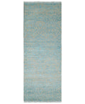 3x8 Fine Hand Knotted Camel and Blue Traditional Persian Style Antique Wool and Silk Rug