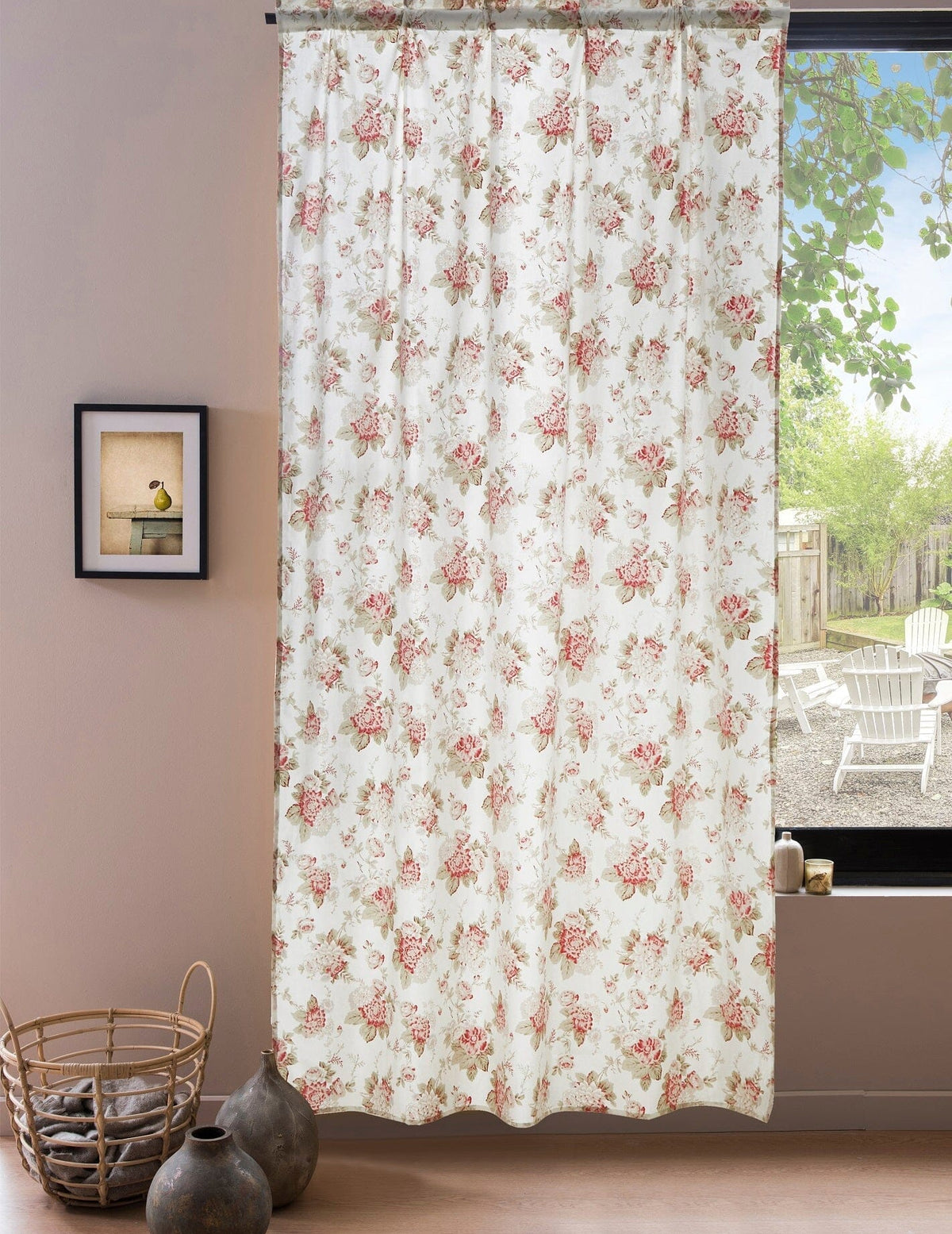 DaDa Hint of Mint Floral Sheer Curtains – Set of 2