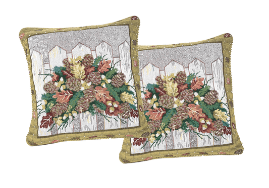 DaDa Holiday Floral Tapestry Pillow Covers with Inserts – Set of 2