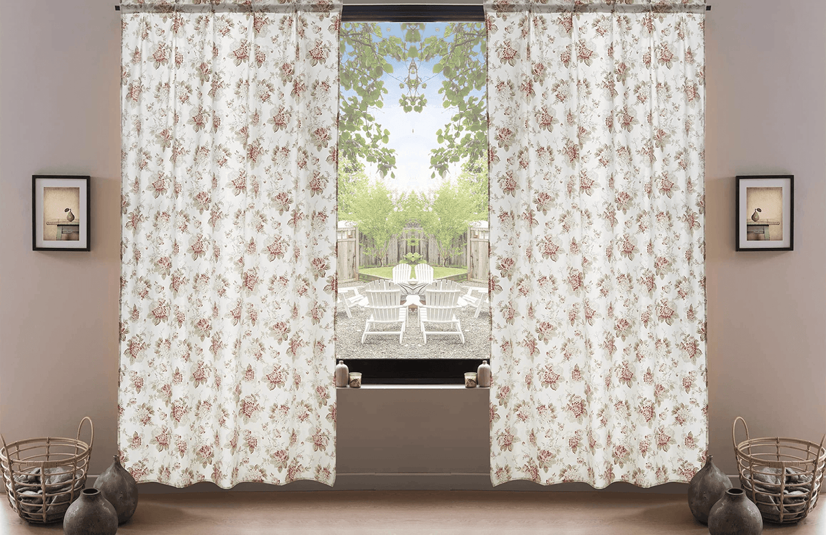 DaDa Hint of Mint Floral Sheer Curtains – Set of 2