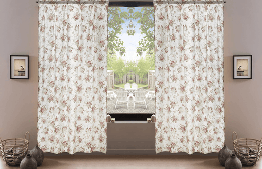 DaDa Hint of Mint Floral Sheer Curtains – Set of 2
