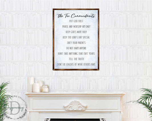 The Ten Commandments Wooden Christian Wall Art