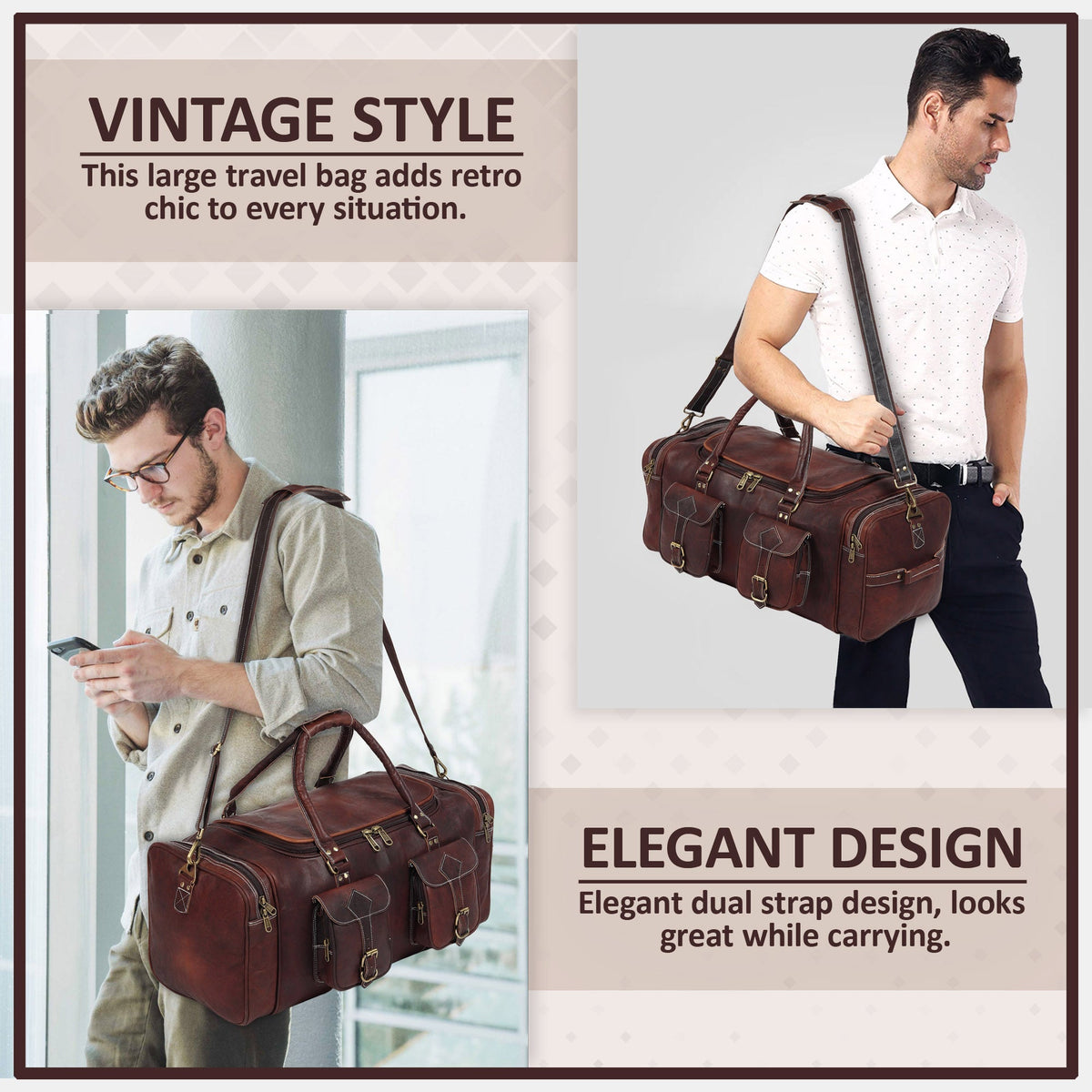 Vintage Dark Brown Traveller Duffle Bag