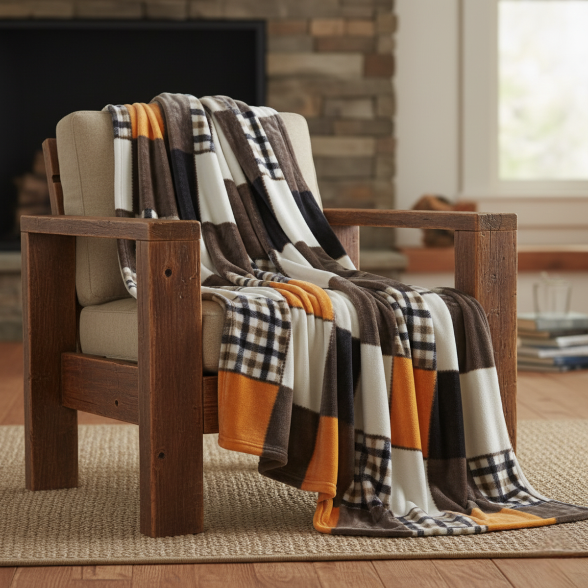 Tache Fall Plaid Patchwork Fleece Throw Blanket