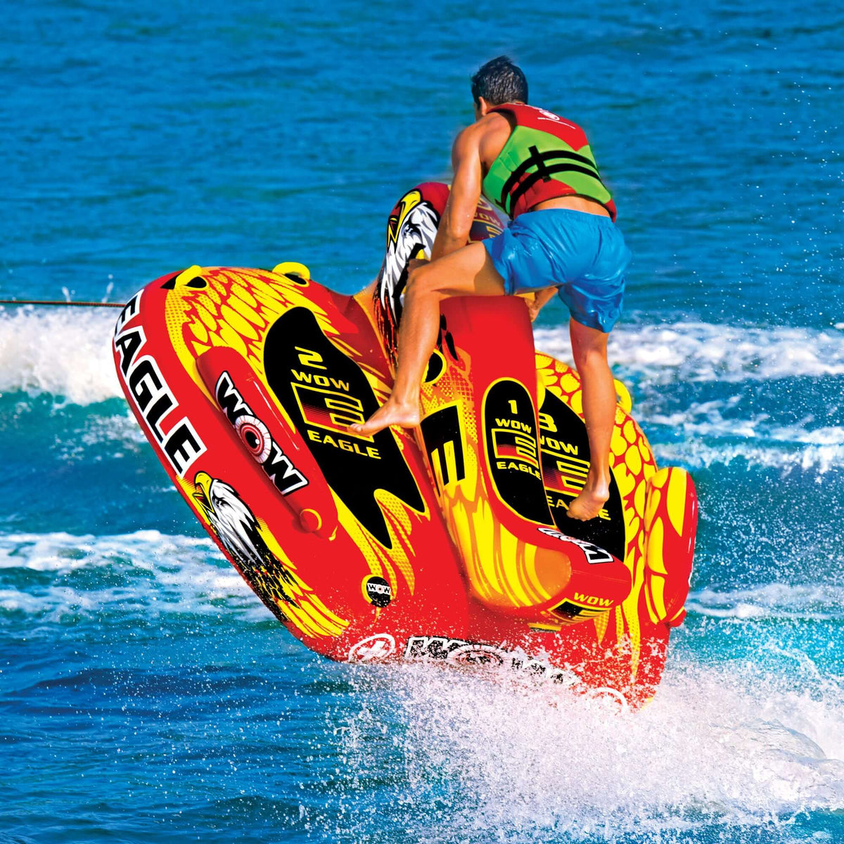 WOW Sports Wow Eagle 1-3 Person Hybrid Towable Water Tube For Pool and Lake
