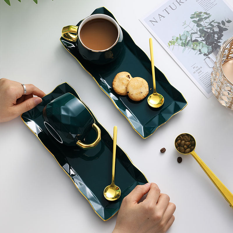 Milan Peacock Blue Ceramic Coffee Cup Set