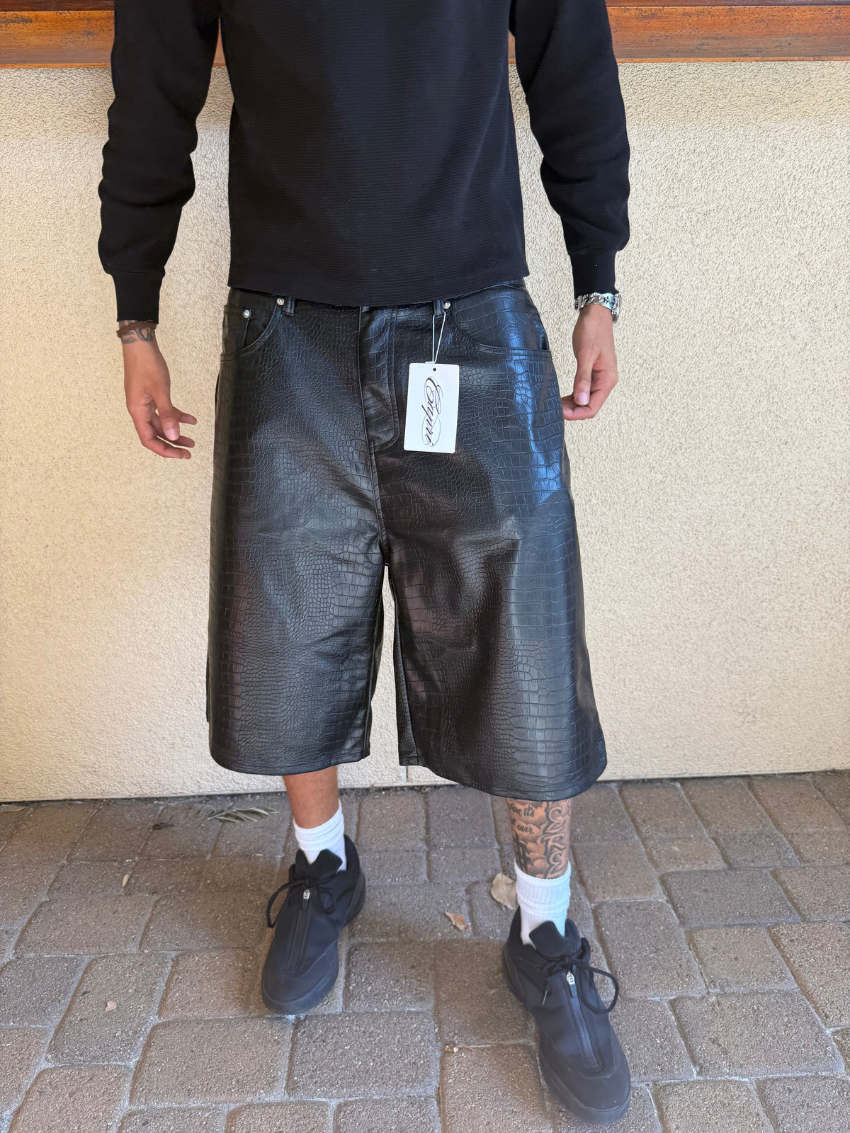 CAPRI CROC LEATHER JORTS