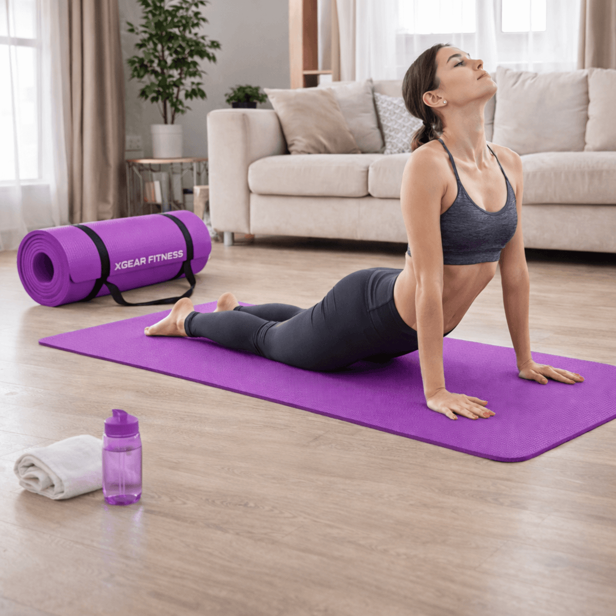 XGear Fitness Thick Travel Yoga Mat with Carrying Strap