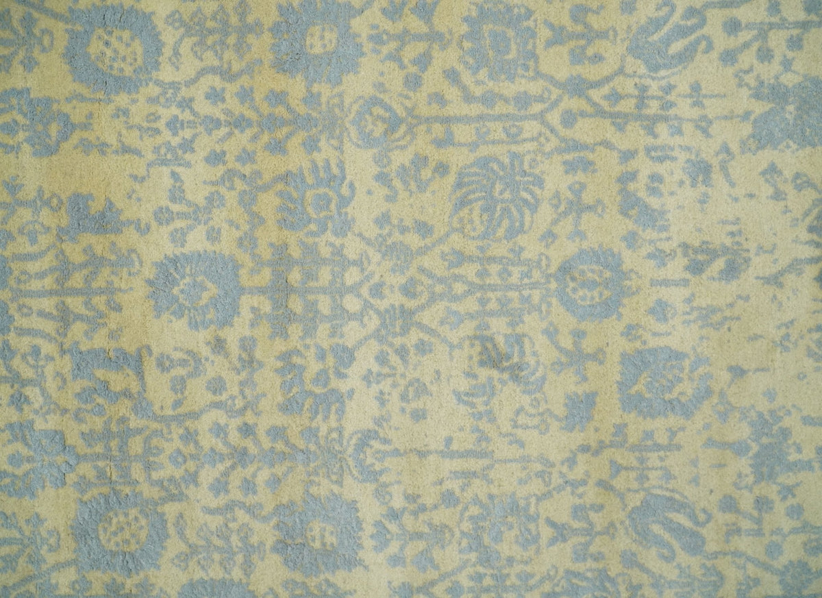4x6 Fine Hand Knotted Gold and Silver Traditional Persian Style Antique Wool and Silk Rug