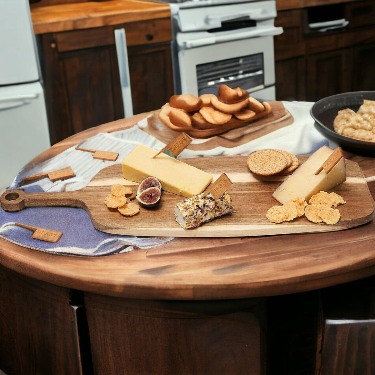 Charcuterie Board with Bamboo Markers – 23 x 8 in