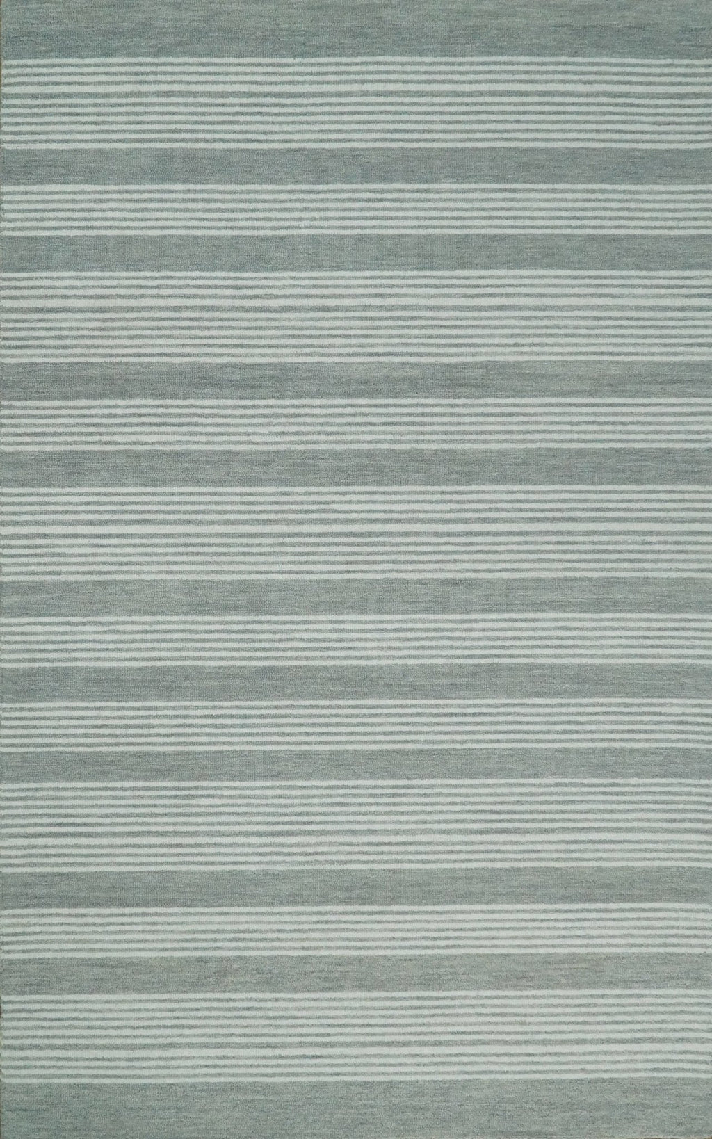Modern Stripes Pattern Grey and Ivory Hand Tufted Wool Area Rug