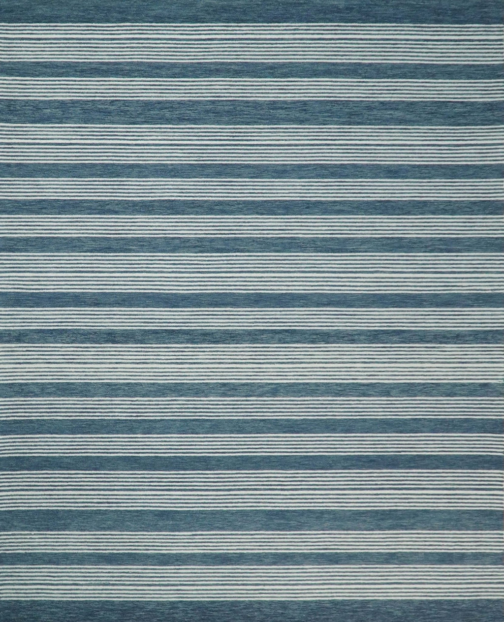 Blue Modern Stripes Pattern Hand Tufted Wool Area Rug