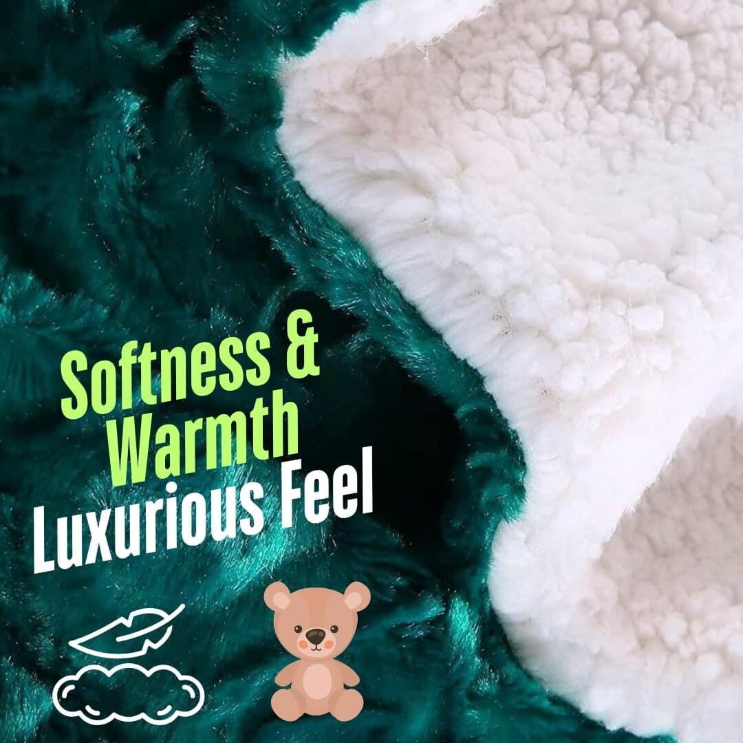 DaDa Green & Blue Faux Fur Sherpa Throw Blanket