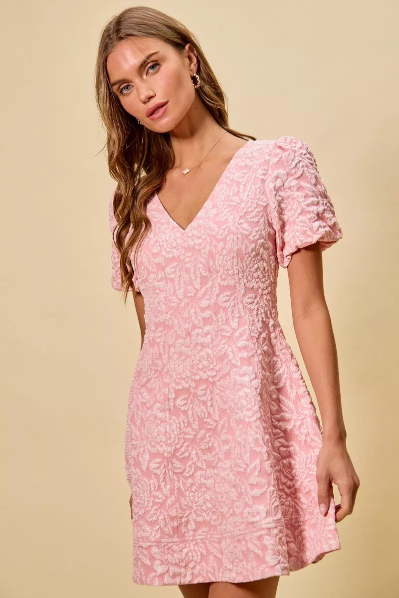 SO ME Floral Jacquard Fit And Flare Daily Mini Dress (M)