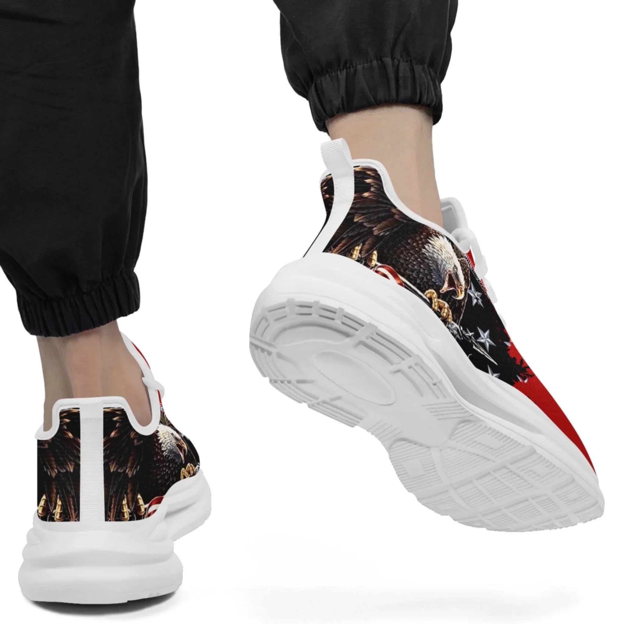 Personalized USA Flag Print Sneakers, Custom Patriotic and Pride Walking Shoes, Unisex Sports Shoes