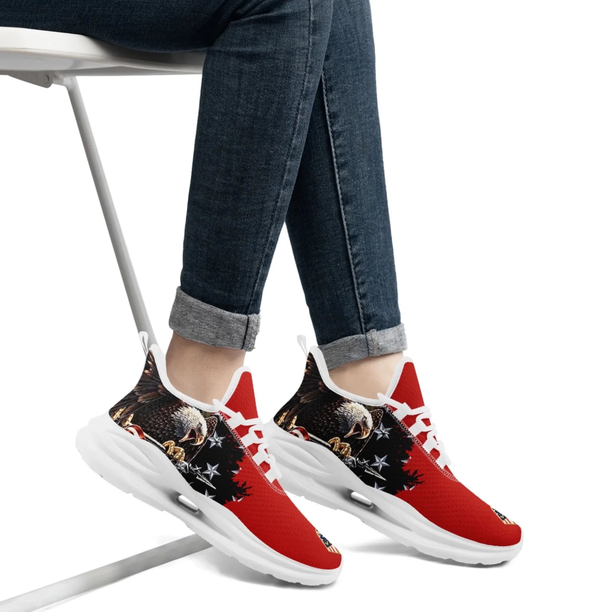 Personalized USA Flag Print Sneakers, Custom Patriotic and Pride Walking Shoes, Unisex Sports Shoes