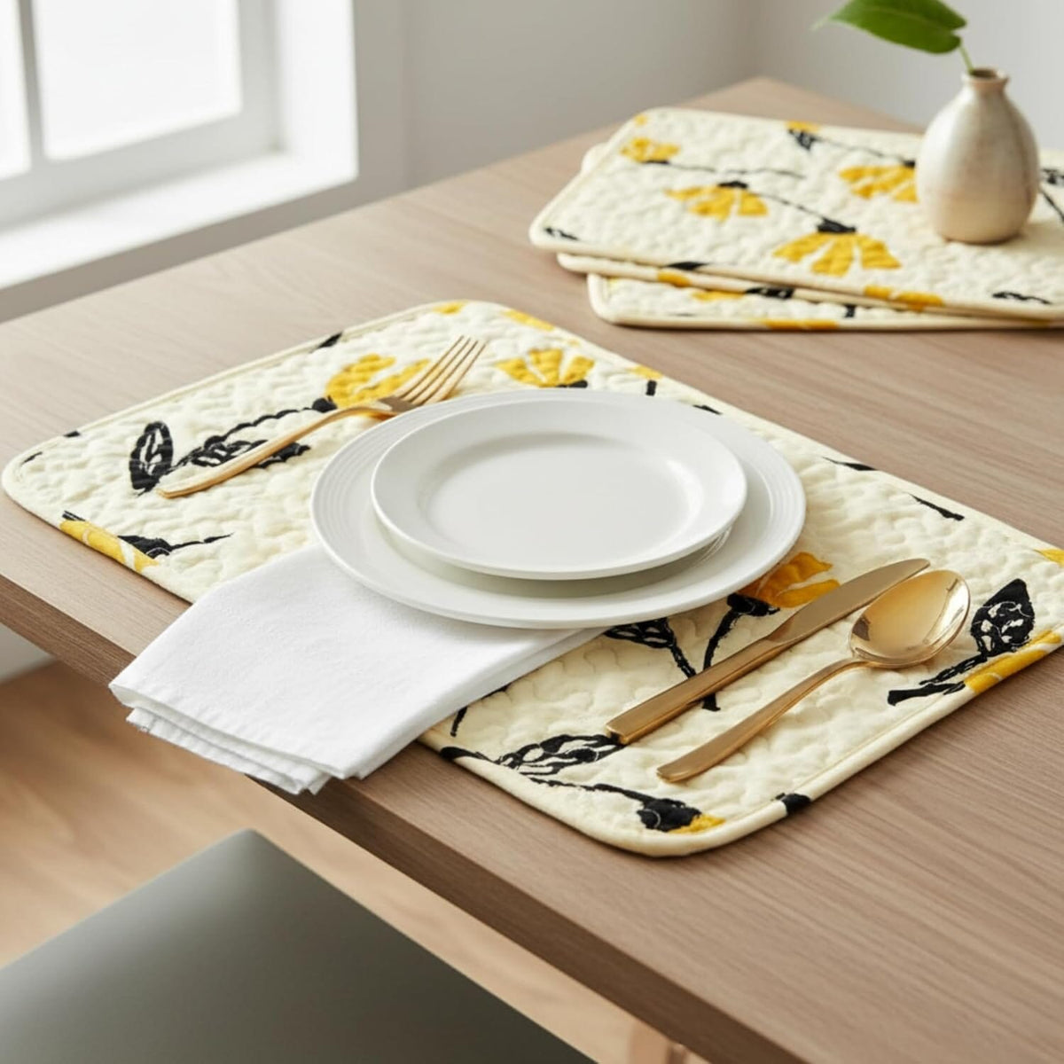 DaDa Botanical Floral Quilted Placemats – Set of 4