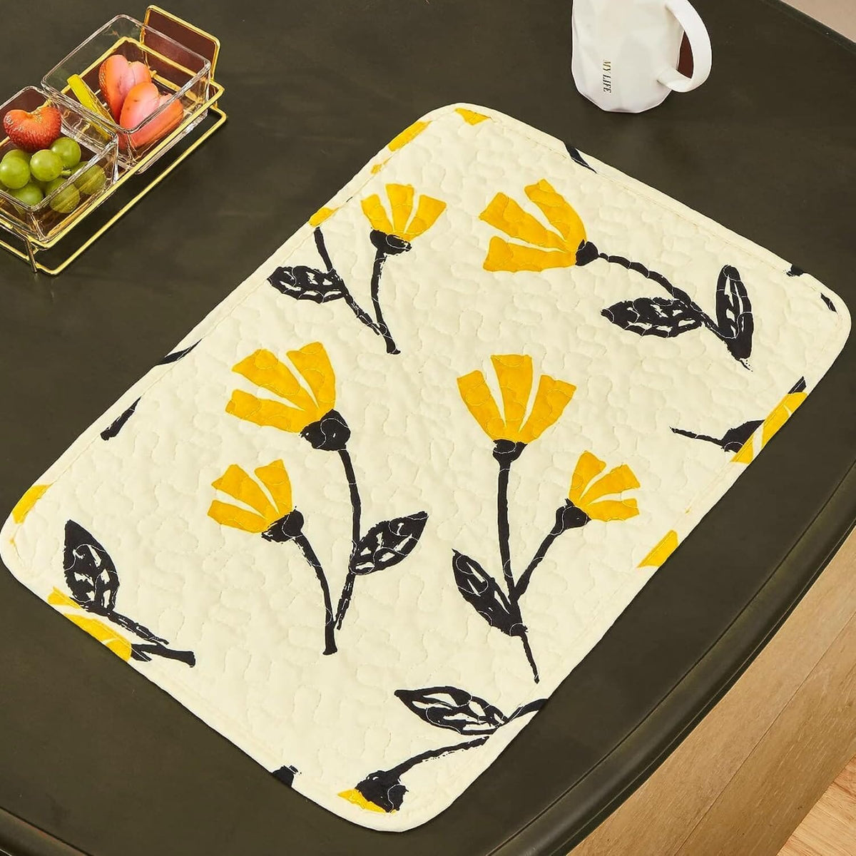 DaDa Botanical Floral Quilted Placemats – Set of 4