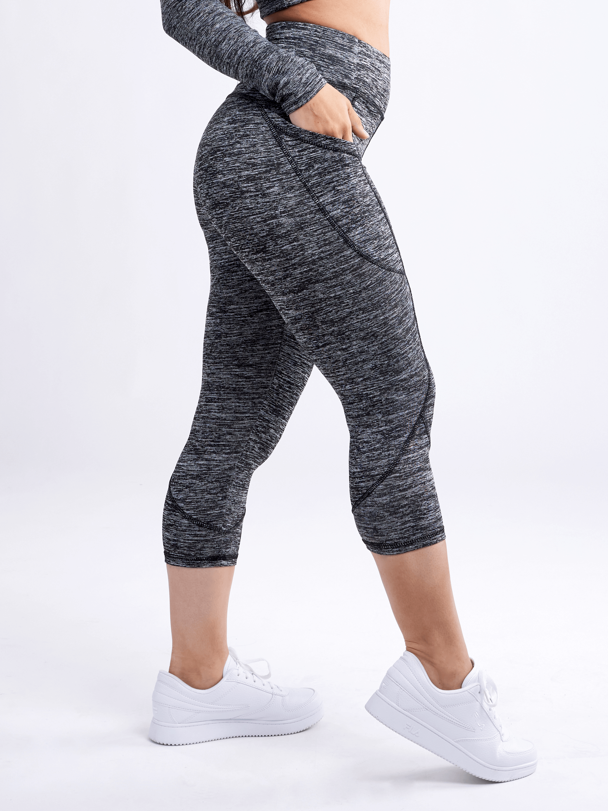 JupiterGear Mid-Rise Capri Fitness Leggings with Side Pockets