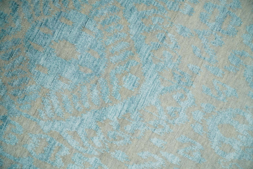 3x8 Fine Hand Knotted Camel and Blue Traditional Persian Style Antique Wool and Silk Rug