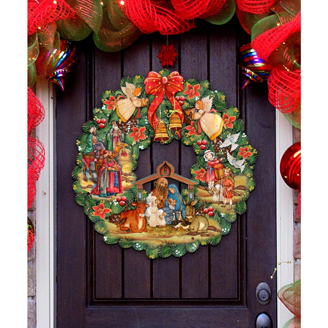 G. DeBrekht Nativity Wooden Christmas Door Wreath