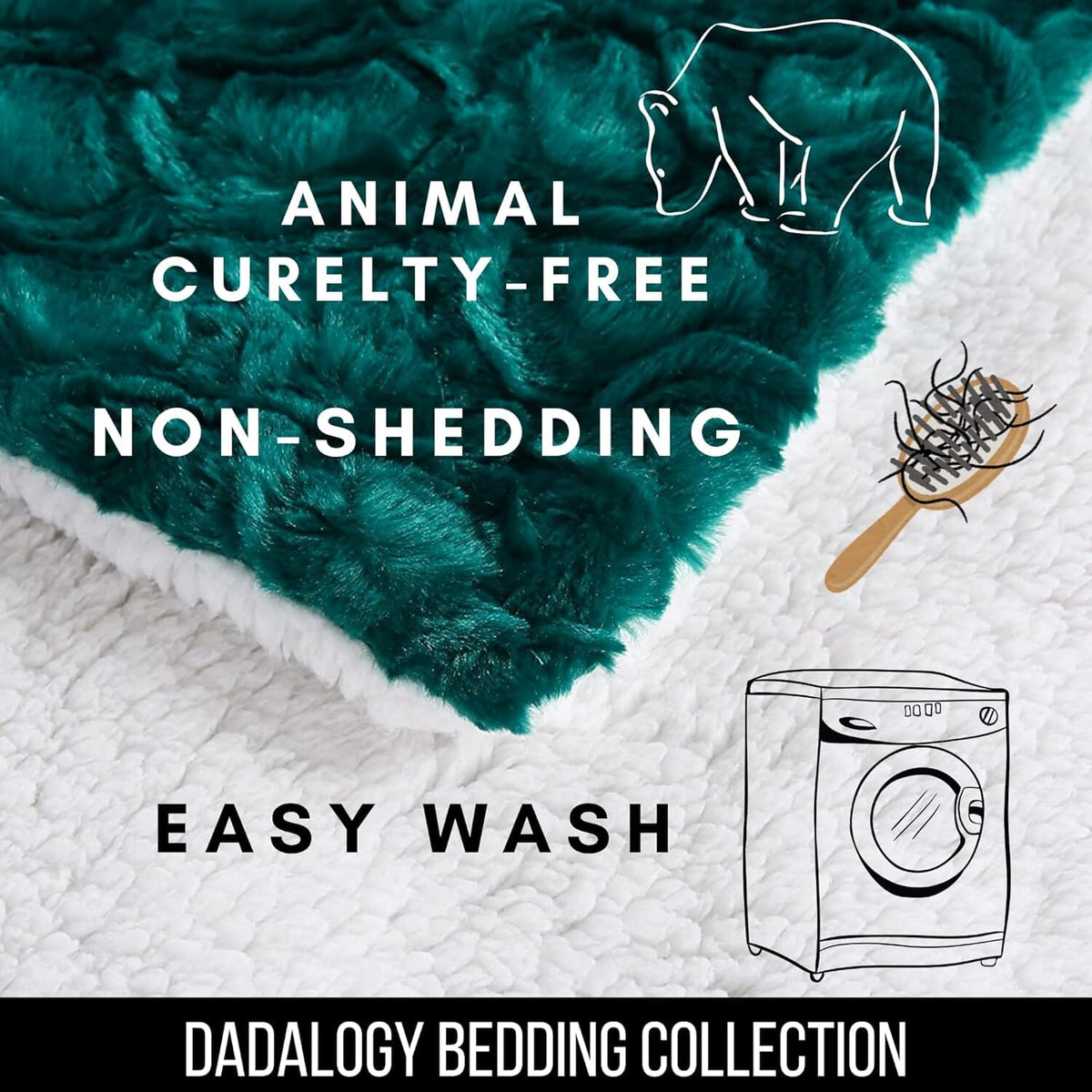 DaDa Green & Blue Faux Fur Sherpa Throw Blanket