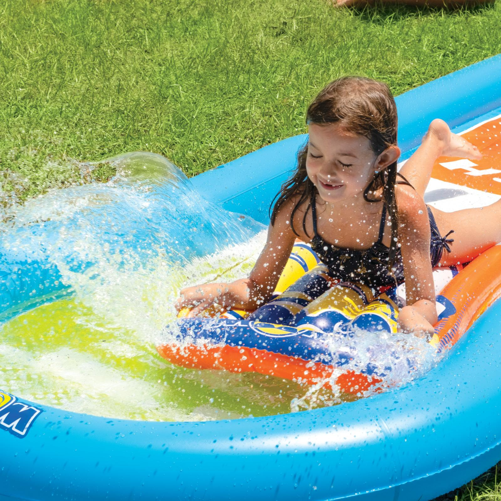 WOW Sports Single Lane Backyard Lawn Slide with Attached Pool