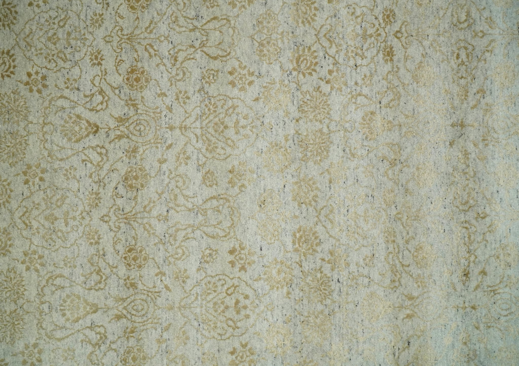 8x10 Fine Hand Knotted Beige and Gold Traditional Vintage Persian Style Antique Silk Rug