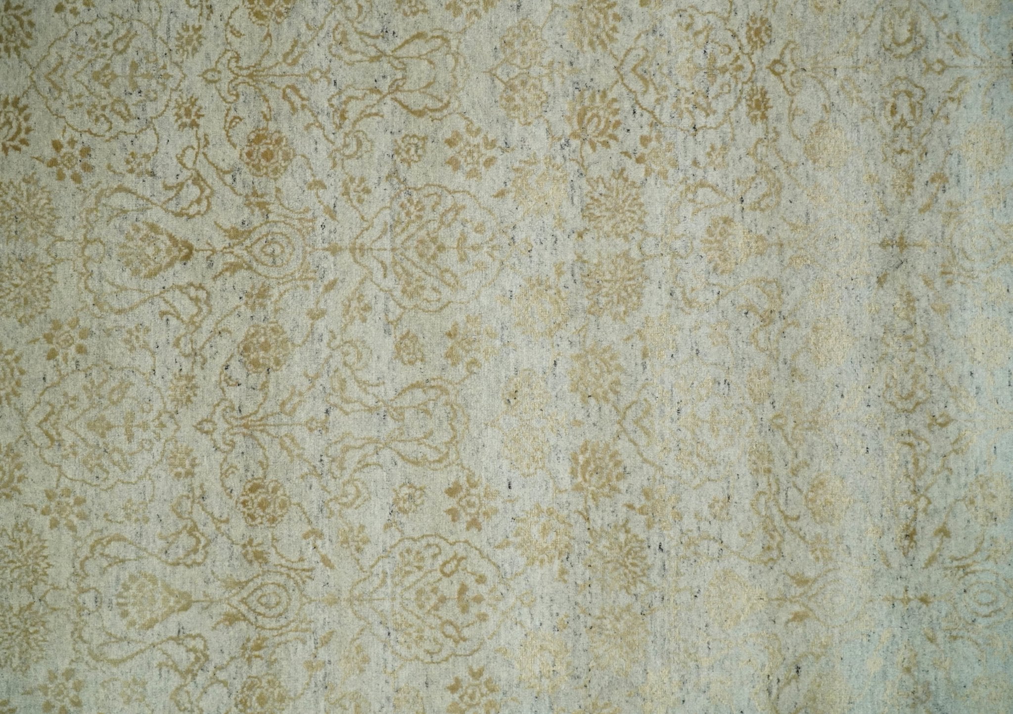 8x10 Fine Hand Knotted Beige and Gold Traditional Vintage Persian Style Antique Silk Rug