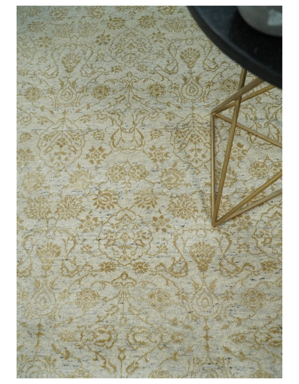 8x10 Fine Hand Knotted Beige and Gold Traditional Vintage Persian Style Antique Silk Rug