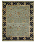 8x10 Fine Hand Knotted Silver and Black Antique Traditional Vintage Persian Wool Rug