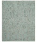 8x10 Modern Abstract Teal, Olive and Ivory Hand Tufted wool area rug