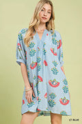 Umgee Abstract Print Mini Dress in Blue