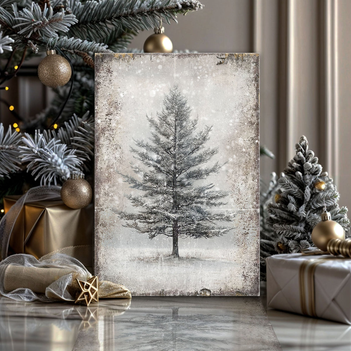 Vintage Christmas Tree Wall Art