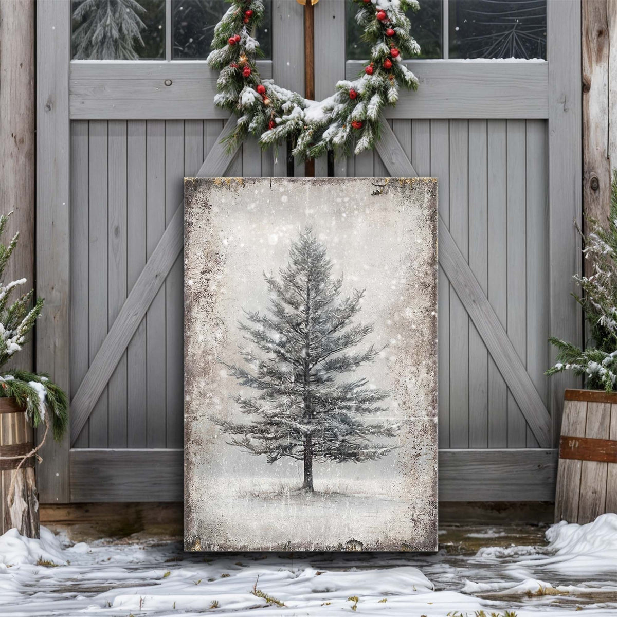 Vintage Christmas Tree Wall Art