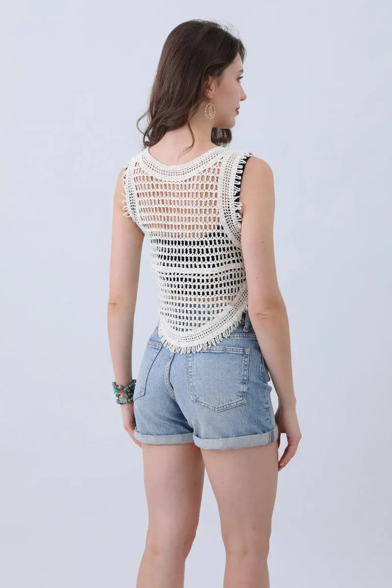 Boho Crochet Vest – Cotton Lace Summer Essential🌞✨