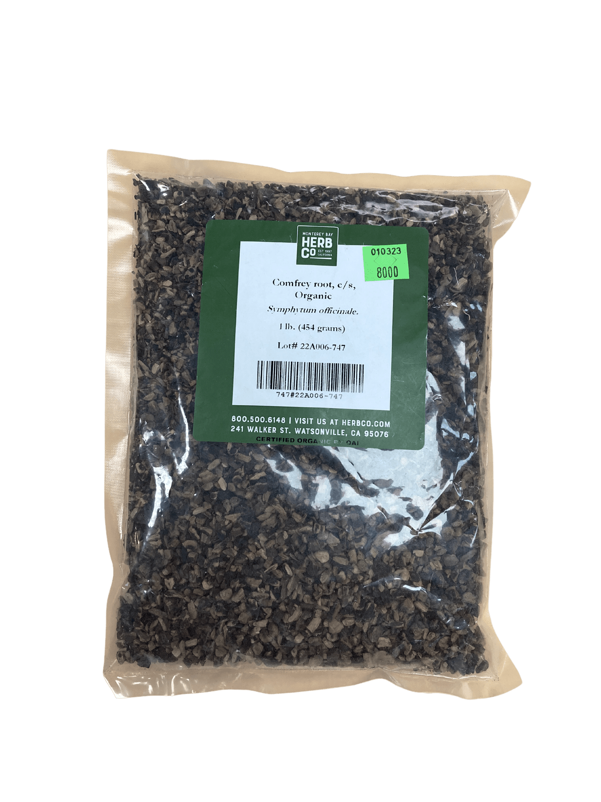 Comfrey Root, Organic, Cut, Sifted