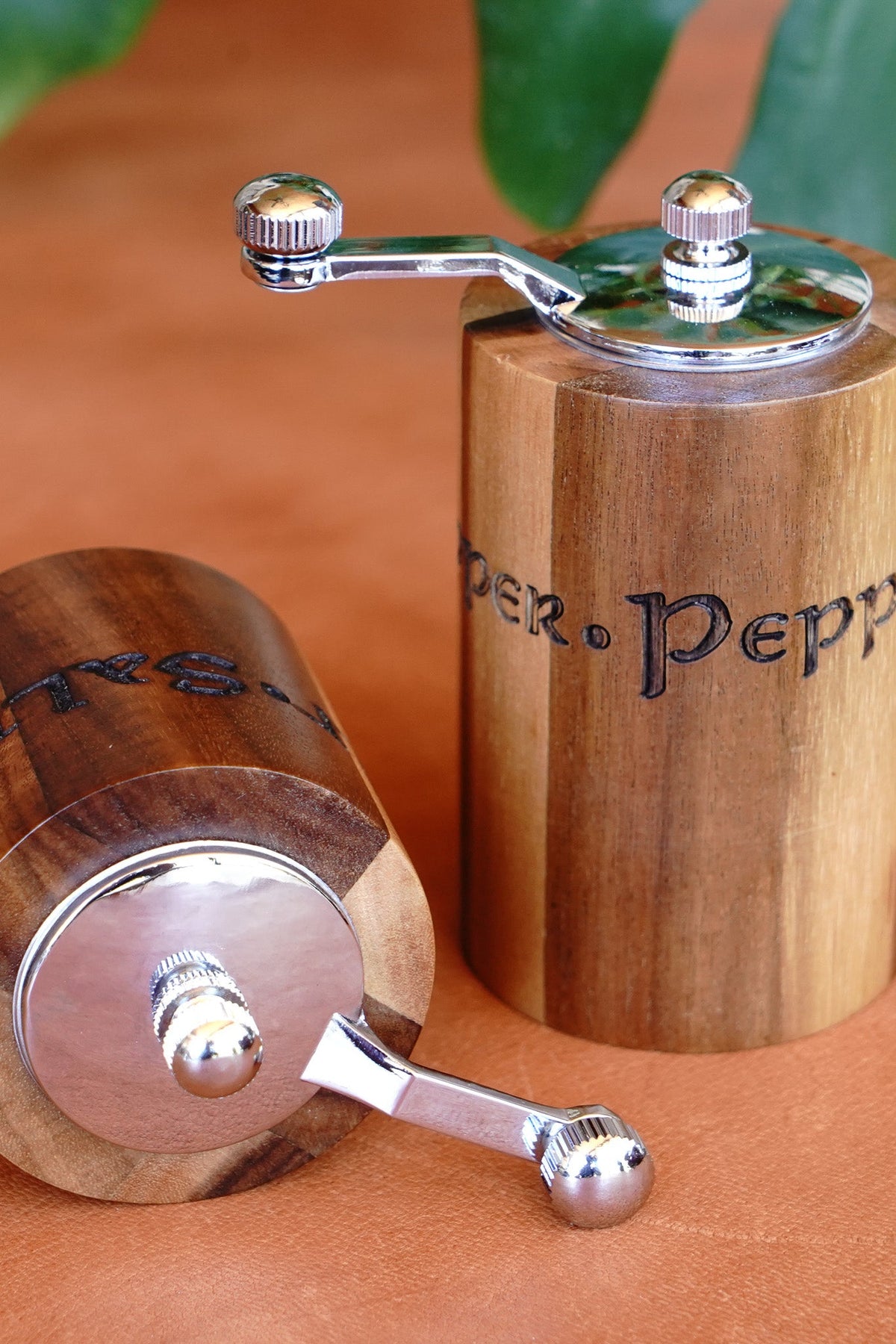 Handcrafted Wooden Salt & Pepper Crank Grinder Set