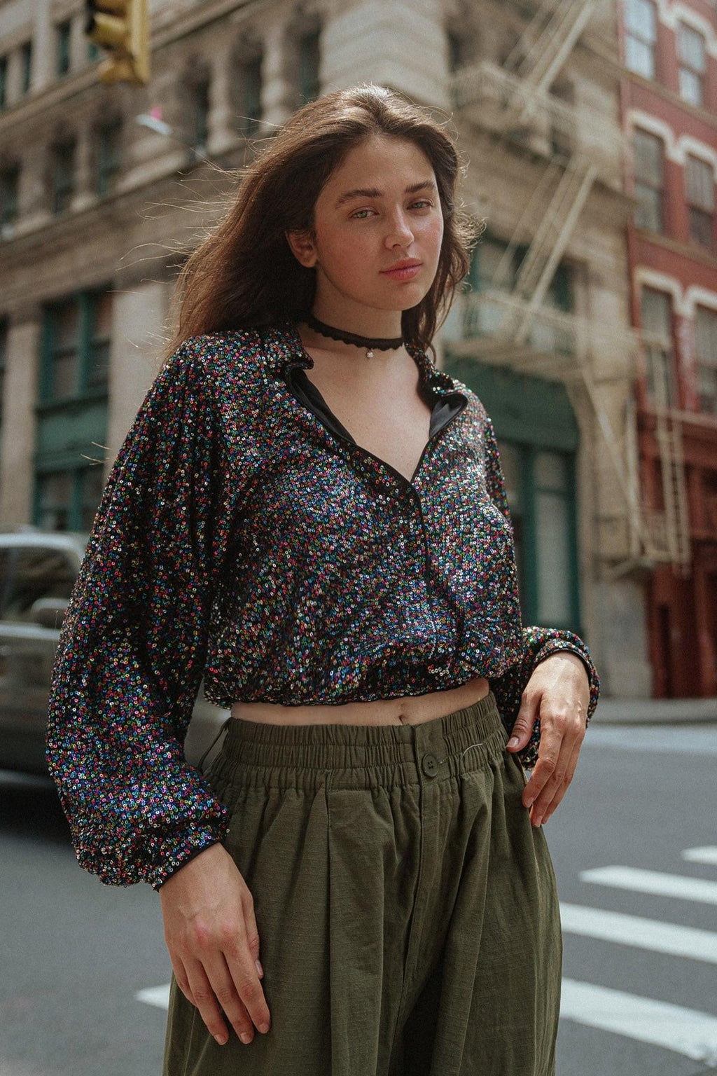 FREEDOM CALLS SEQUIN TOP