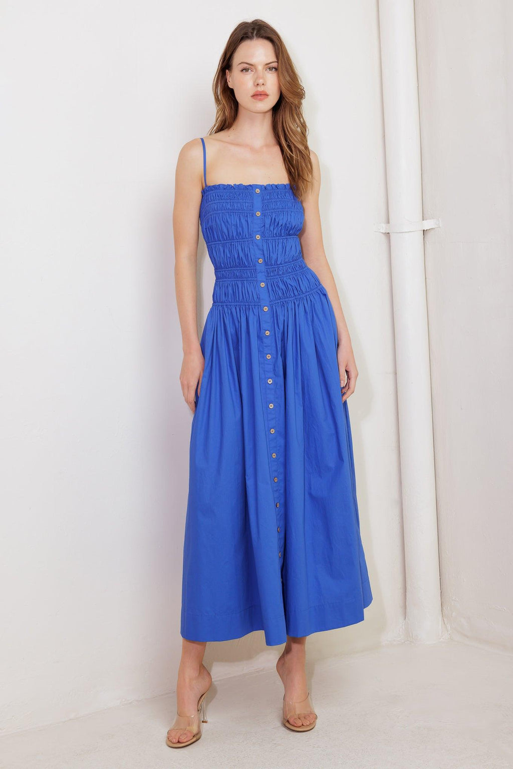 MOONLIGHT ON MY WOVEN MIDI DRESS
