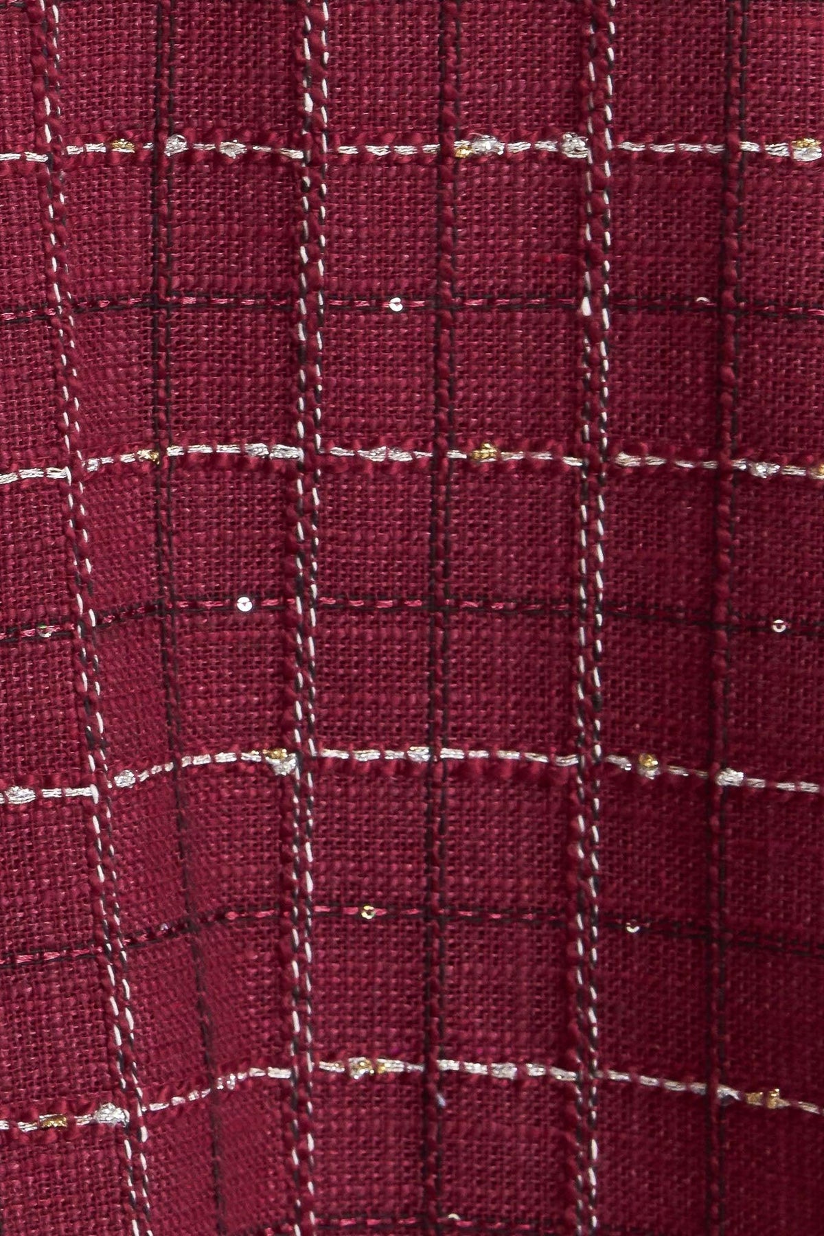 TWEED DOLL WINE WOVEN MINI DRESS